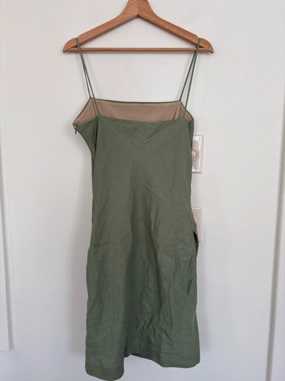 Theory || Linen Side Pleat Mini Dress‎ in Leaf Green 10